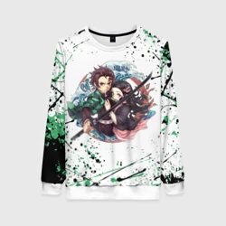 Женский свитшот 3D Брызги красок Demon Slayer