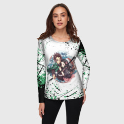 Женский лонгслив 3D Брызги красок Demon Slayer - фото 2