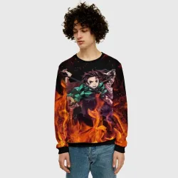 Мужской свитшот 3D Kimetsu no Yaiba в огне - фото 2