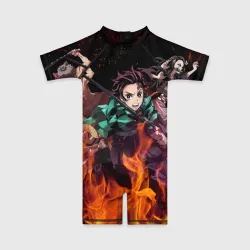 Детский купальный костюм 3D Kimetsu no Yaiba в огне
