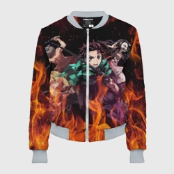 Женский бомбер 3D Kimetsu no Yaiba в огне