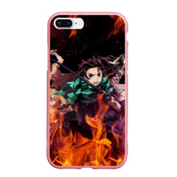 Чехол для iPhone 7Plus/8 Plus матовый Kimetsu no Yaiba в огне