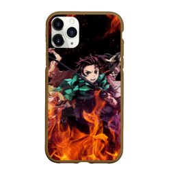 Чехол для iPhone 11 Pro Max матовый Kimetsu no Yaiba в огне