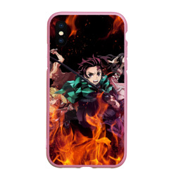 Чехол для iPhone XS Max матовый Kimetsu no Yaiba в огне