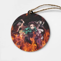 Деревянная игрушка круг Kimetsu no Yaiba в огне