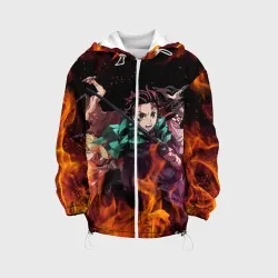 Детская куртка 3D Kimetsu no Yaiba в огне