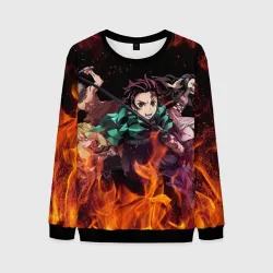 Мужской свитшот 3D Kimetsu no Yaiba в огне