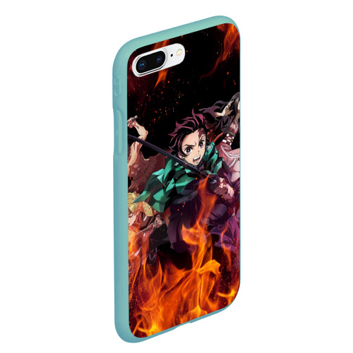 Чехол для iPhone 7Plus/8 Plus матовый Kimetsu no Yaiba в огне, цвет мятный - фото 3