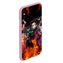 Чехол для iPhone XS Max матовый Kimetsu no Yaiba в огне - фото 2