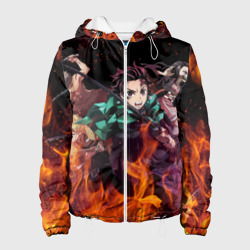 Женская куртка 3D Kimetsu no Yaiba в огне