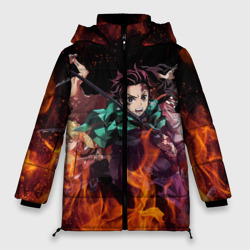 Женская зимняя куртка Oversize Kimetsu no Yaiba в огне
