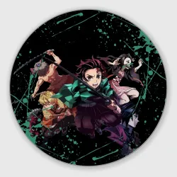 Круглый коврик для мышки Персонажи Demon Slayer