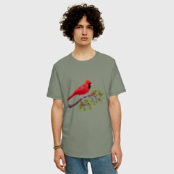Мужская футболка хлопок Oversize Красный кардинал - фото 2