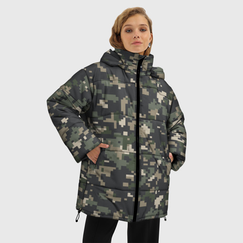 Женская зимняя куртка Oversize Пиксельный камуфляж, цвет красный - фото 3
