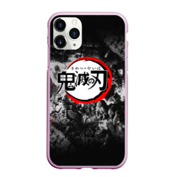 Чехол для iPhone 11 Pro Max матовый Japanese hierogliphes Demon Slayer