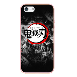 Чехол для iPhone 5/5S матовый Japanese hierogliphes Demon Slayer