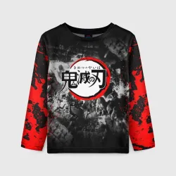 Детский лонгслив 3D Japanese hierogliphes Demon Slayer