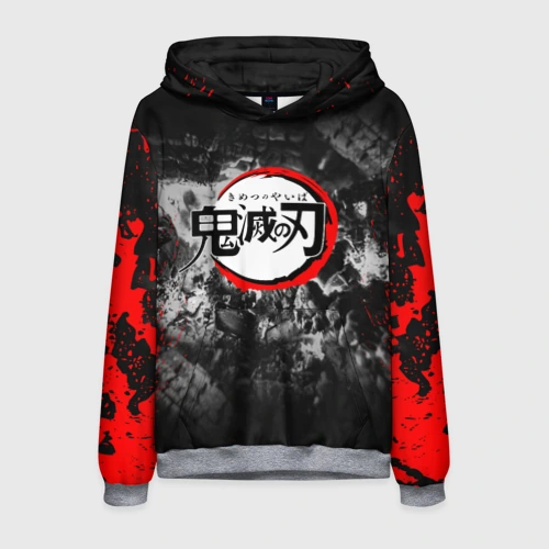 Мужская толстовка 3D Japanese hierogliphes Demon Slayer