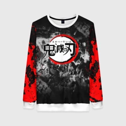 Женский свитшот 3D Japanese hierogliphes Demon Slayer