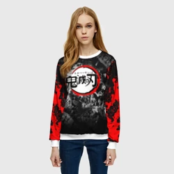 Женский свитшот 3D Japanese hierogliphes Demon Slayer - фото 2