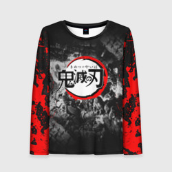 Женский лонгслив 3D Japanese hierogliphes Demon Slayer