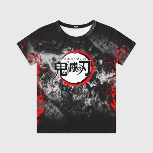 Детская футболка 3D Japanese hierogliphes Demon Slayer
