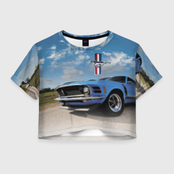 Женская футболка Crop-top 3D Mustang - retro