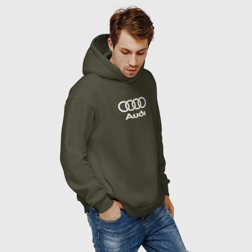 Мужское худи Oversize хлопок Audi Ауди, цвет хаки - фото 7