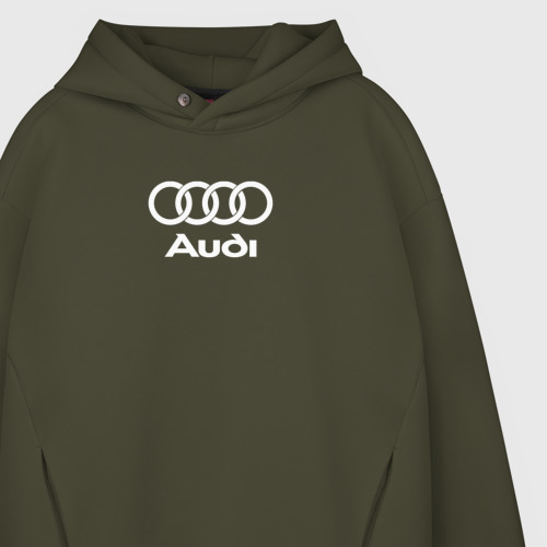 Мужское худи Oversize хлопок Audi Ауди, цвет хаки - фото 4