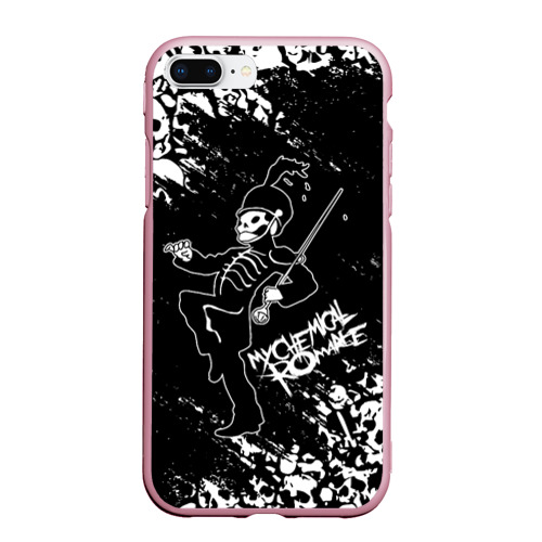 Чехол для iPhone 7Plus/8 Plus матовый My chemical romance MCR черепа, цвет розовый