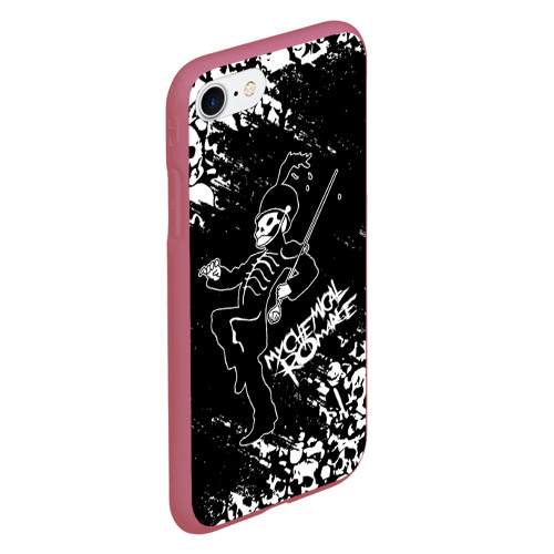 Чехол для iPhone 7/8 матовый My chemical romance MCR черепа, цвет малиновый - фото 3