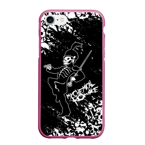 Чехол для iPhone 7/8 матовый My chemical romance MCR черепа, цвет малиновый