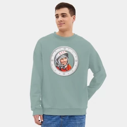 Мужской свитшот oversize без начеса хлопок Гагарин № 1 - фото 2
