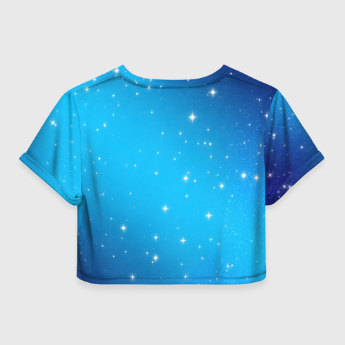 Женская футболка Crop-top 3D Улыбка Юрия Гагарина голубое небо, цвет 3D печать - фото 2