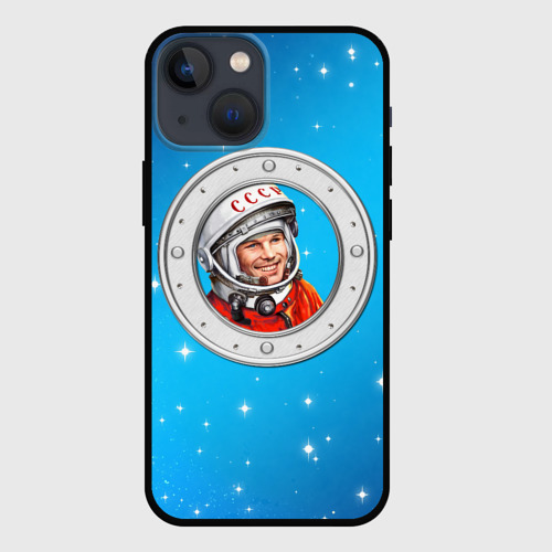 Чехол для iPhone 13 mini Улыбка Юрия Гагарина голубое небо