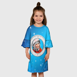 Детское платье 3D Улыбка Юрия Гагарина голубое небо - фото 2