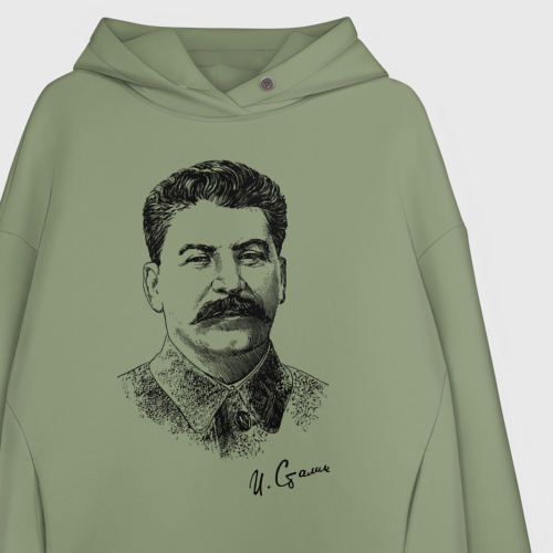 Женское худи Oversize хлопок Товарищ Сталин, цвет авокадо - фото 3