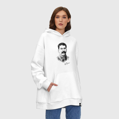 Худи SuperOversize хлопок Товарищ Сталин, цвет белый - фото 4