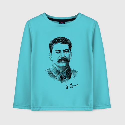 Детский лонгслив хлопок Товарищ Сталин, цвет бирюзовый