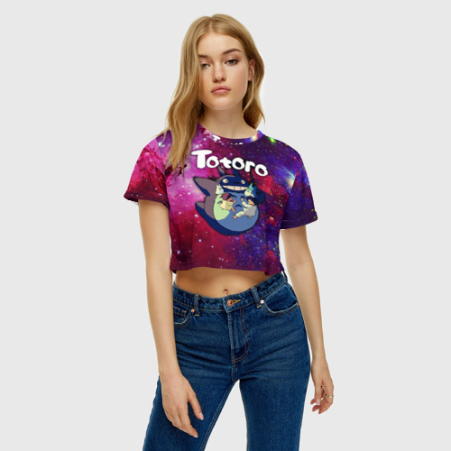 Женская футболка Crop-top 3D Totoro, цвет 3D печать - фото 3