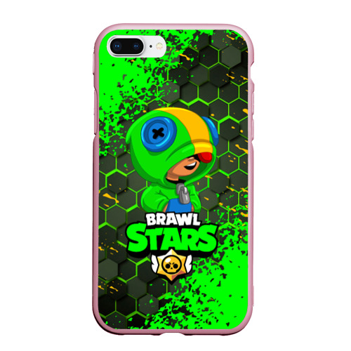 Чехол для iPhone 7Plus/8 Plus матовый Brawl Stars Leon, цвет розовый