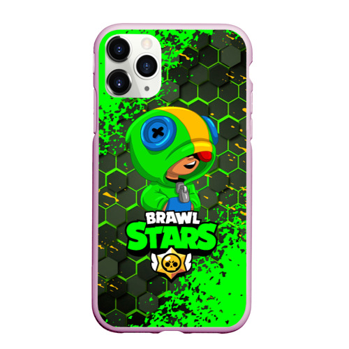 Чехол для iPhone 11 Pro Max матовый Brawl Stars Leon, цвет розовый