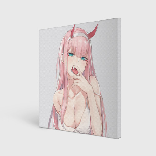 Холст квадратный с принтом Ahegao Zero Two, вид спереди №1