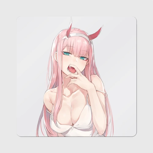 Магнит виниловый Квадрат Ahegao Zero Two