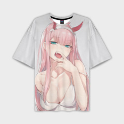 Мужская футболка oversize 3D Ahegao Zero Two