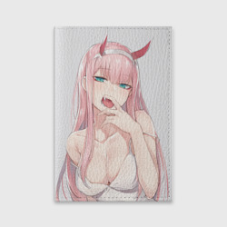 Обложка для паспорта матовая кожа Ahegao Zero Two