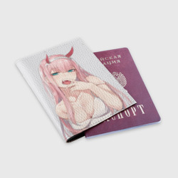 Обложка для паспорта матовая кожа Ahegao Zero Two - фото 2