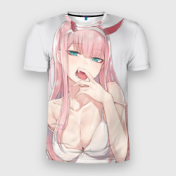 Мужская футболка 3D Slim Ahegao Zero Two