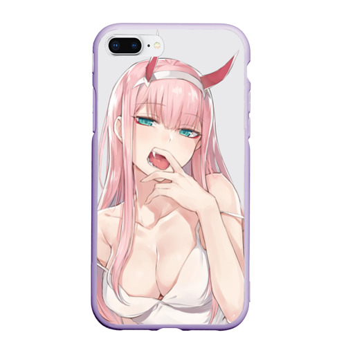 Чехол для iPhone 7Plus/8 Plus матовый Ahegao Zero Two, цвет светло-сиреневый