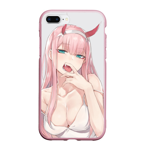 Чехол для iPhone 7Plus/8 Plus матовый Ahegao Zero Two, цвет розовый